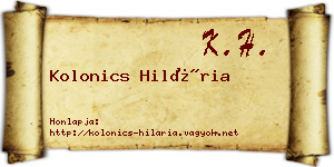 Kolonics Hilária névjegykártya